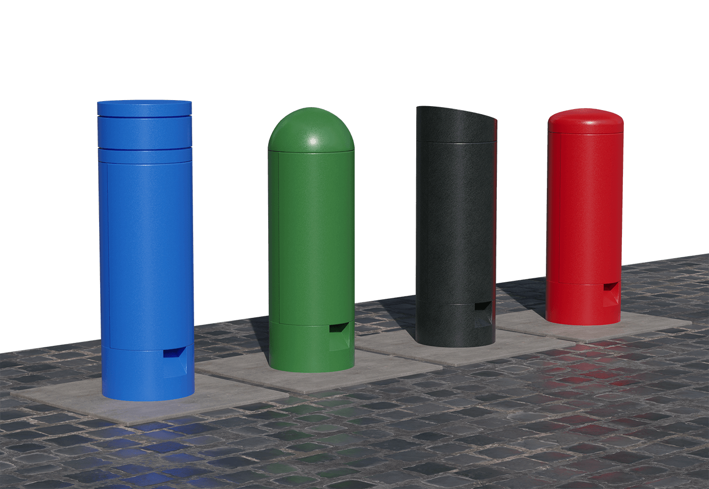 The Parc Paris power bollard from Pop Up Power Supplies showing how it opens easily to provide easy connection to electricity when required.